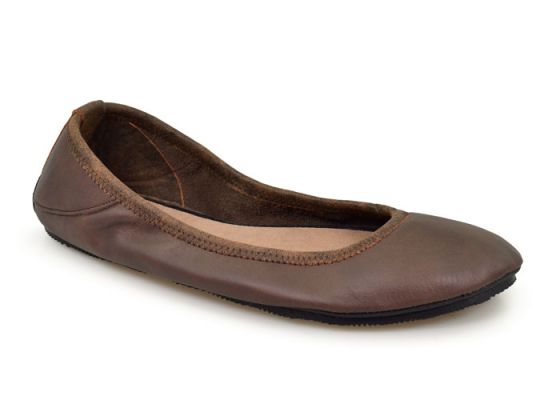 Brown leather ballet flats