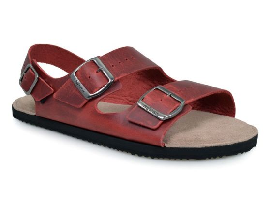 Crimson red buckle strap Camino sandals