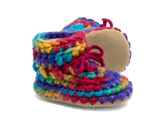 Baby Ranbow Wool Crocheted Slippers