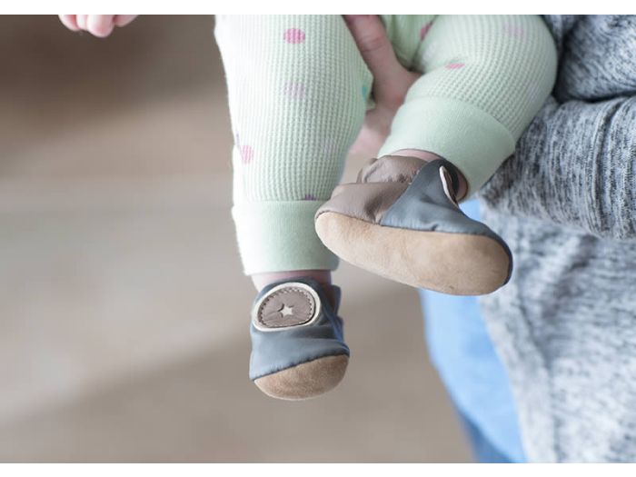 Gray Sheepskin Booties for Babies