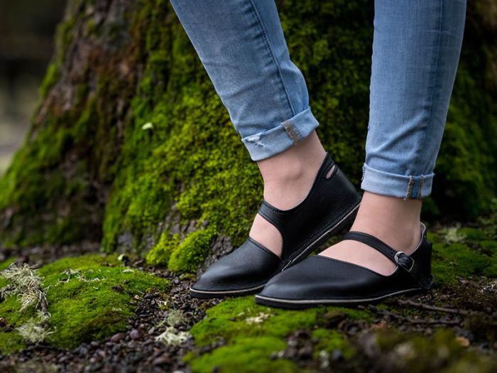 Full Grain Black Leather Mary Jane Shoes