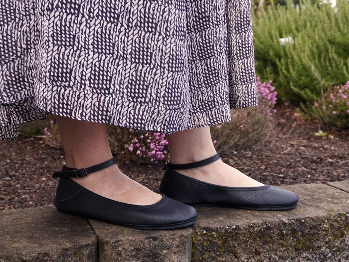 Black flats with straps