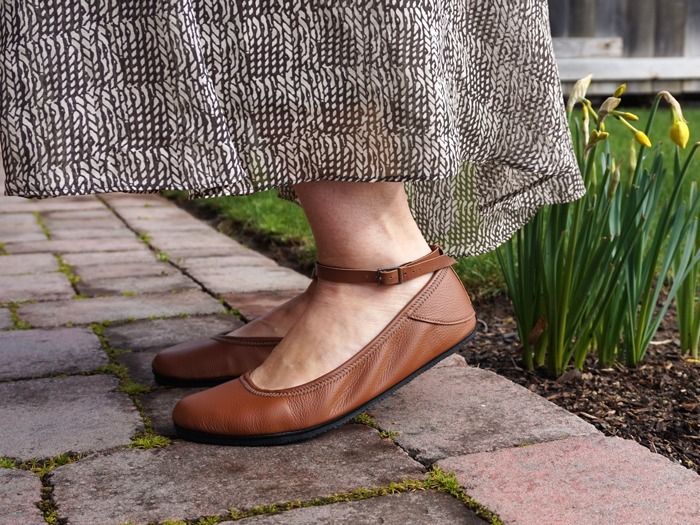 Brown Ballet Flat with Ankle Straps