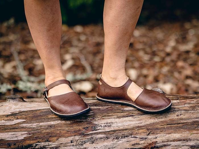 Natural Brown Leather Mary Janes