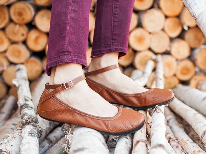 Brown flat with ankle straps