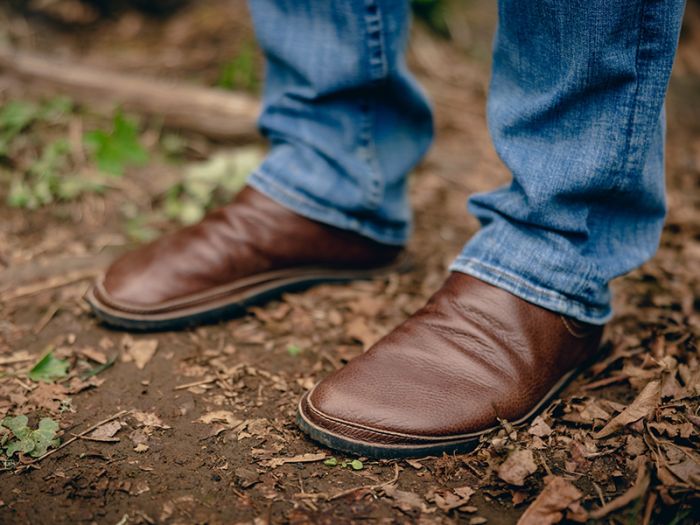 Brown leather rogue shoes outdoors