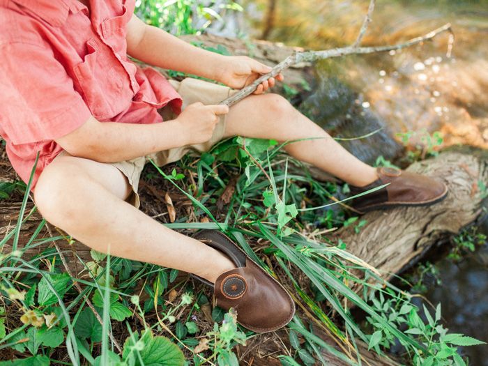 Brown Leather Outdoor Shoes for Kids