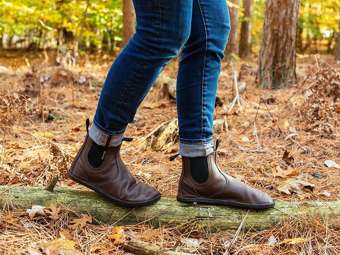 brown leather barefoot chelsea boots