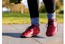 Red leather chukka walking shoes