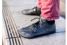 Wide toebox black leather sneakers