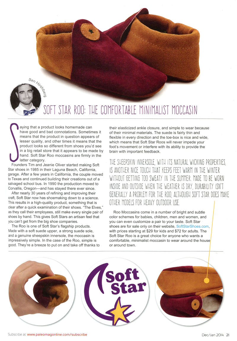 Looking for Primal Shoes? Paleo Magazine Reviews Softstar's Minimalist Roo Moccasins