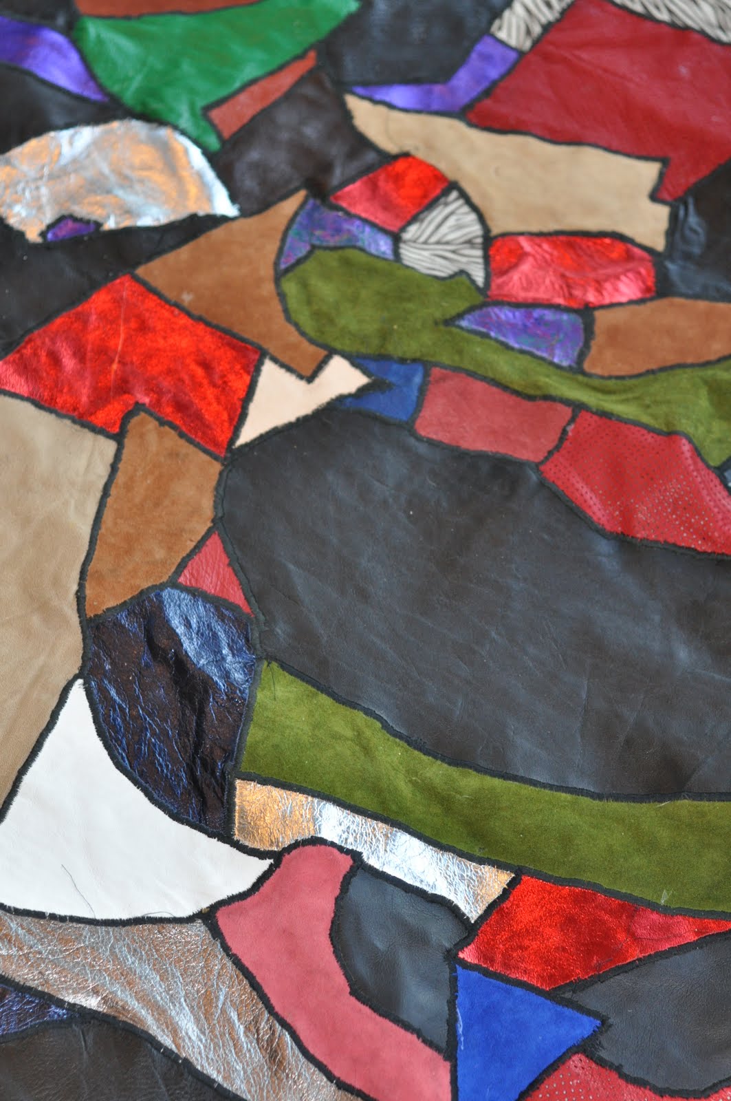 Close-up of Leather Scrap Quilt