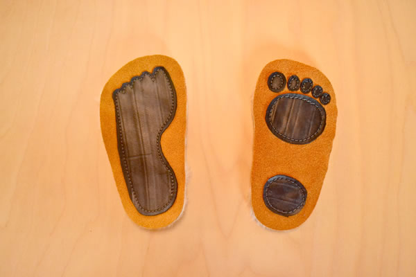 Grippy Patches on Moccasin Soles