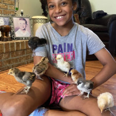 Angela: My daughter and I are raising baby chicks and it’s been so therapeutic for both of us.