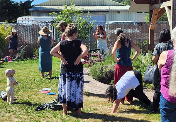 Katy going through movement activities at Grow Wild day