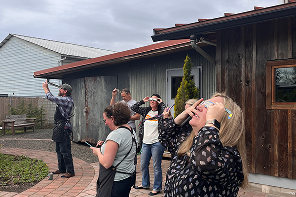 Viewing solar eclipse from the Softstar garden